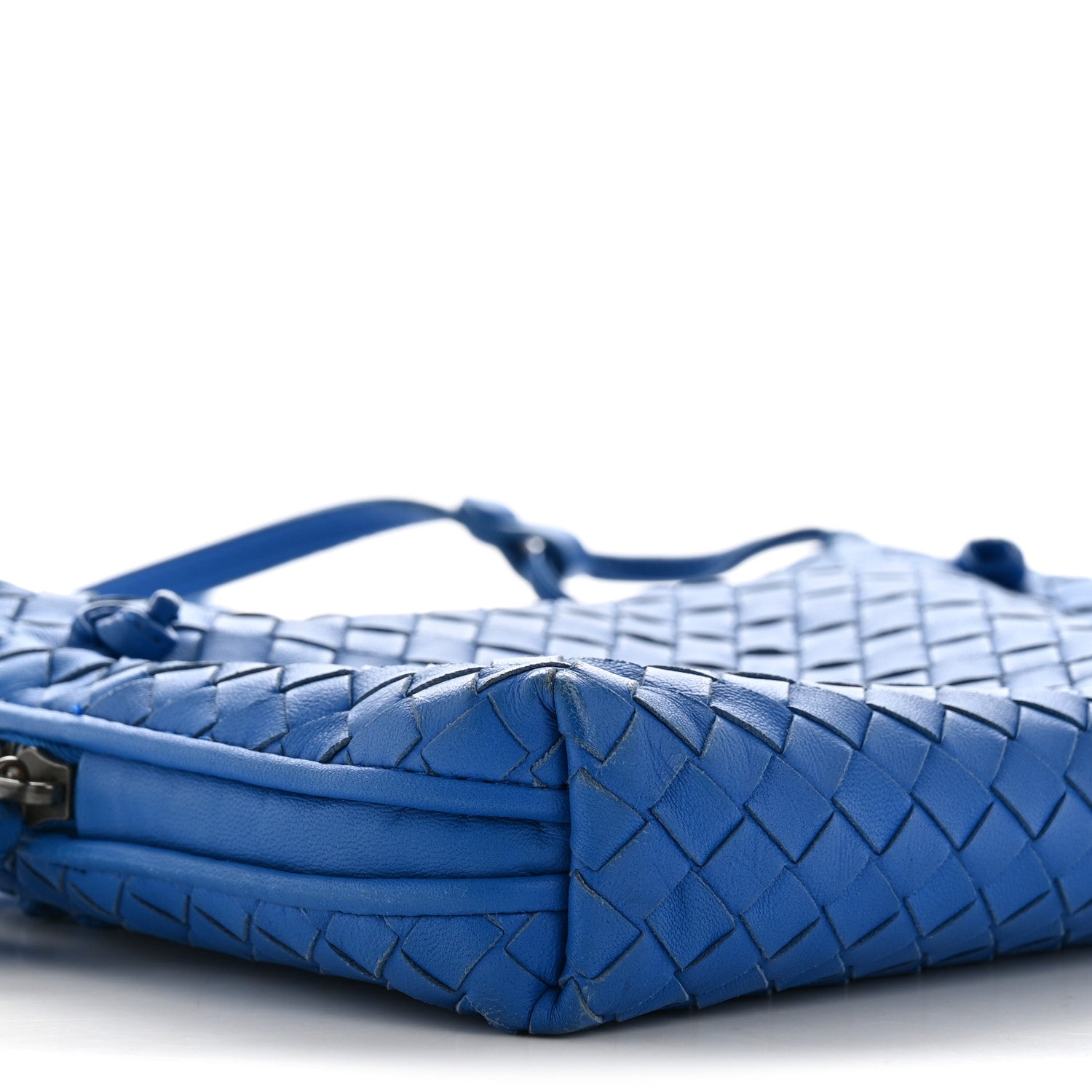 Nappa Intrecciato Double Compartment Crossbody Bag Atlantic Blue