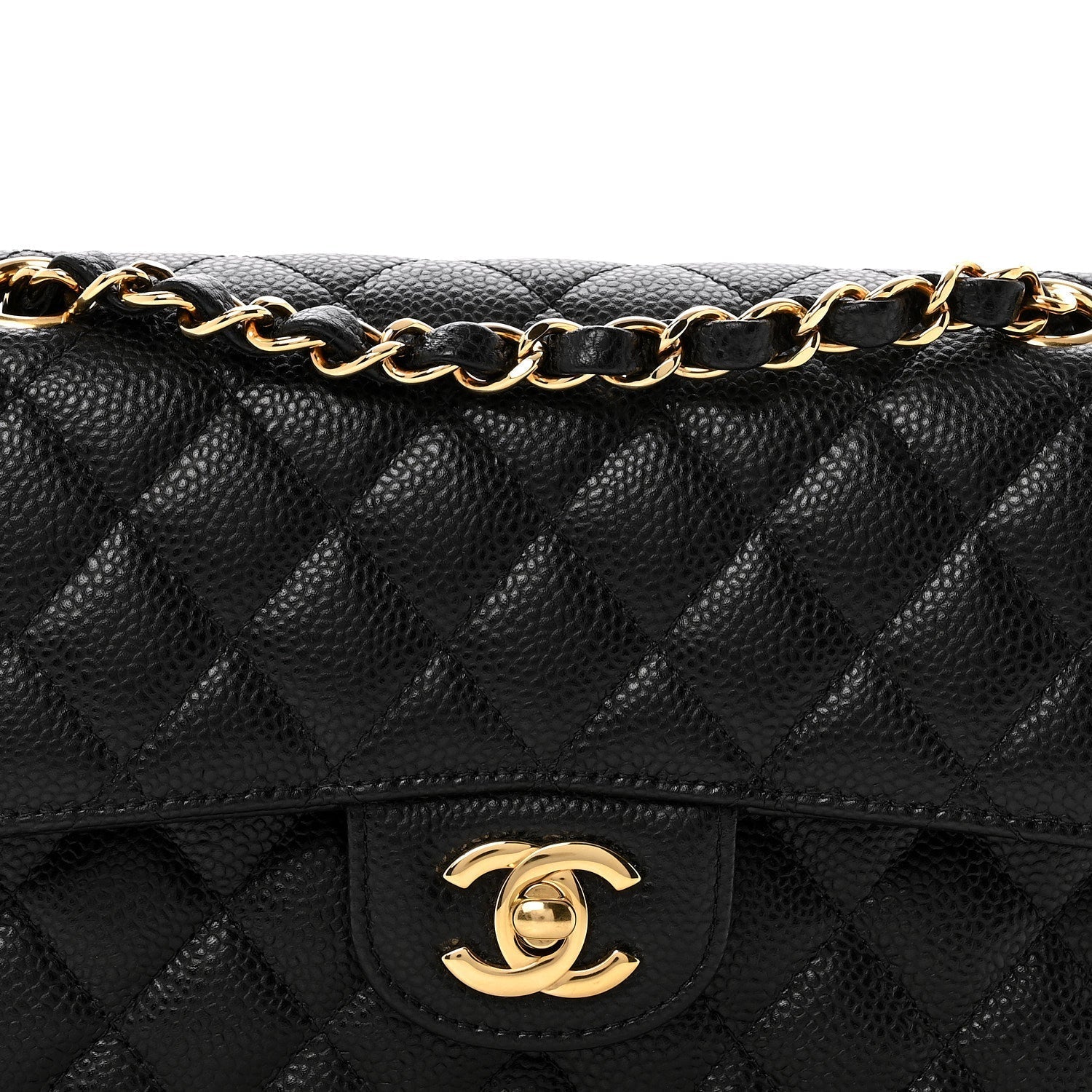 Caviar Quilted Small Double Flap Black