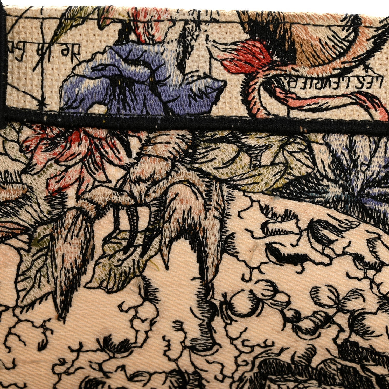Canvas Embroidered Large Zodiac Book Tote Latte Multicolor