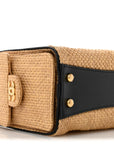 Braided Raffia Calfskin Quilted Mini CHNL 25 Handbag Beige Black