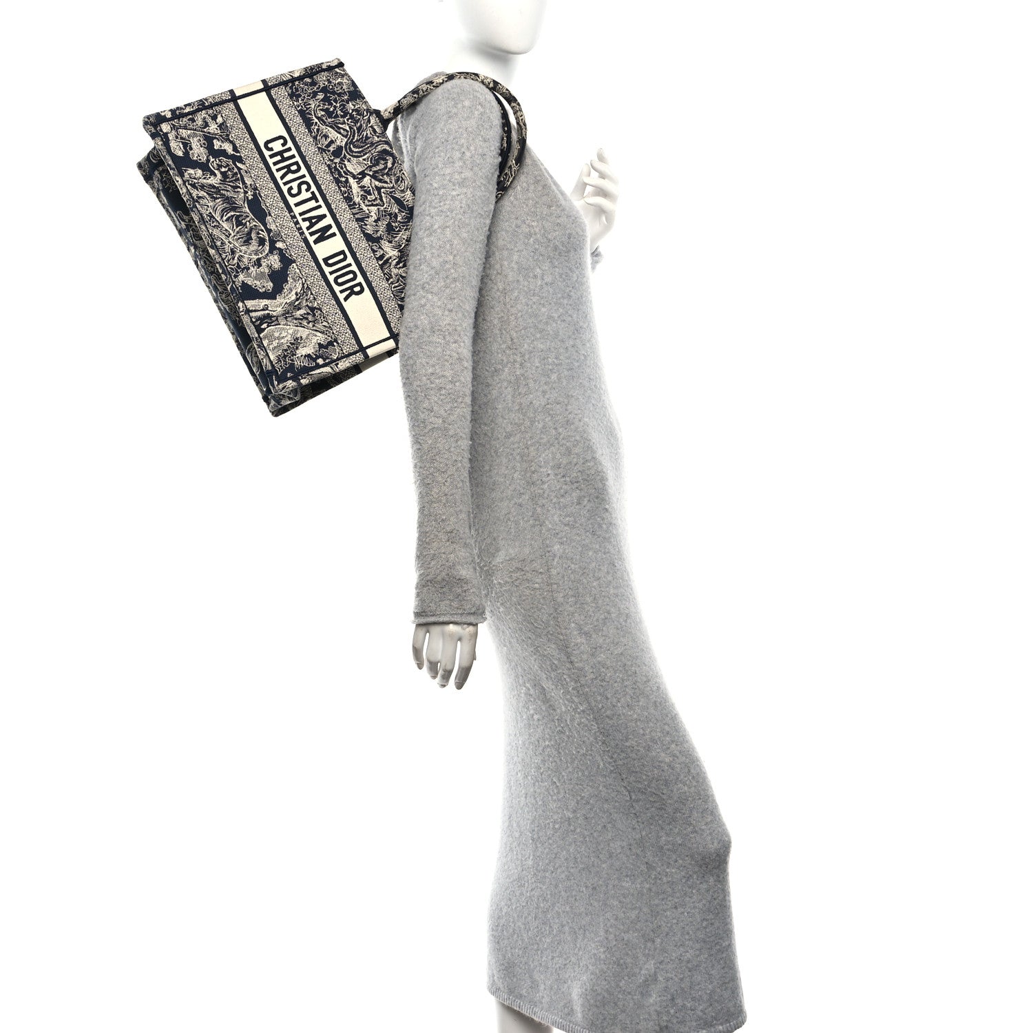 Canvas Embroidered Medium D1ORiviera Toile De Jouy Reverse Book Tote Blue