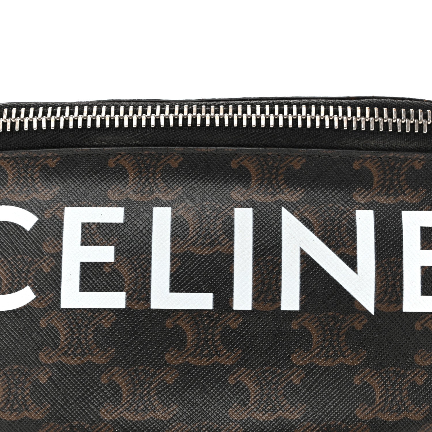 Triomphe Logo Canvas Checker Belt Bag Black