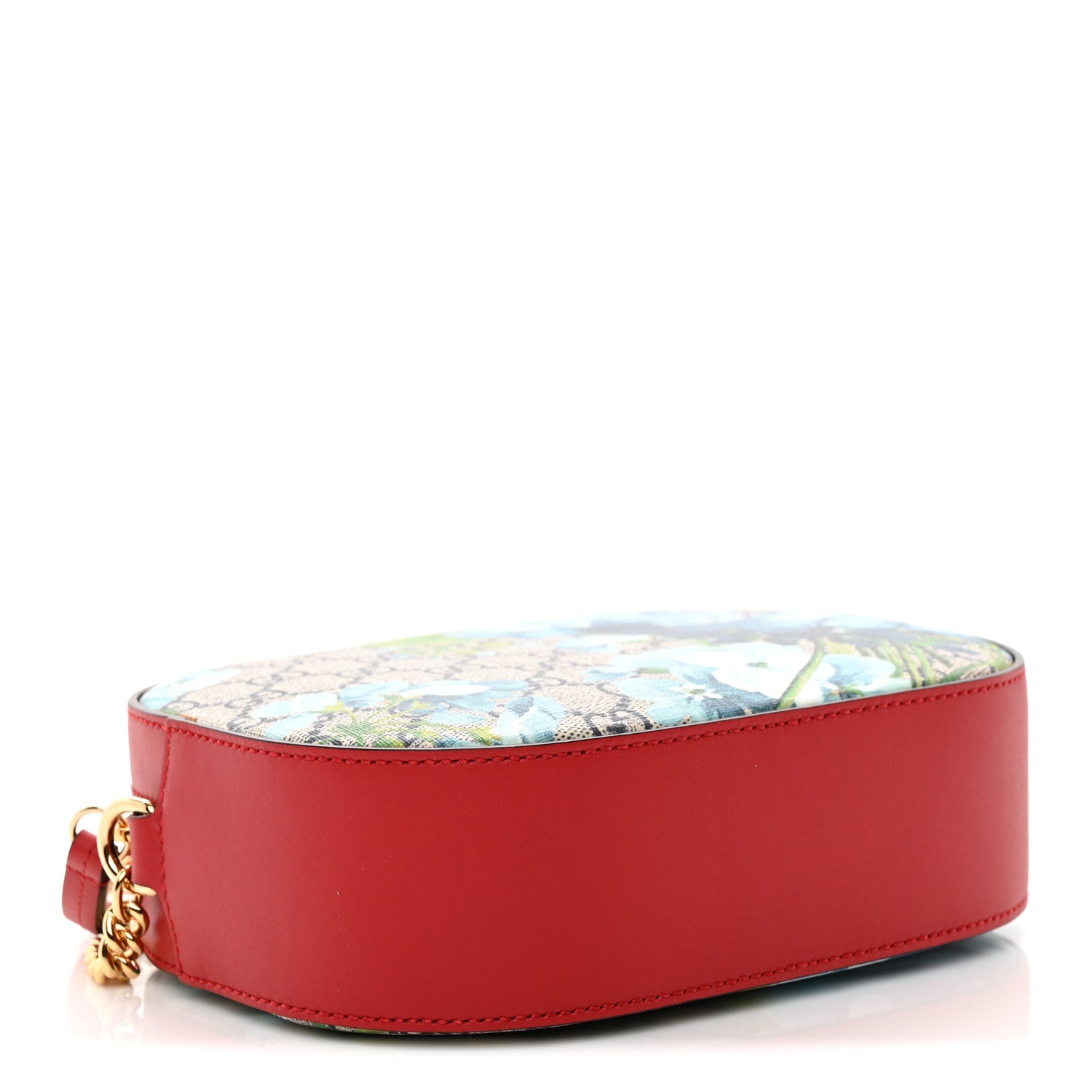 GG Supreme Monogram Blooms Small Chain Shoulder Bag Beige Blue Navy Hibiscus Red