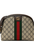 GG Supreme Monogram Textured Dollar Calfskin Web Small Ophidia Dome Shoulder Bag Beige Ebony New Acero