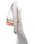Canvas Vitello King FF Embroidered Baguette Rosa Quarzo Bloody Mary Multicolor