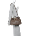 Nappa Intrecciato Medium Andiamo Shoulder Bag Taupe Grey
