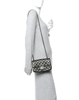 Metallic Caviar Quilted Mini Rectangular Flap Dark Grey