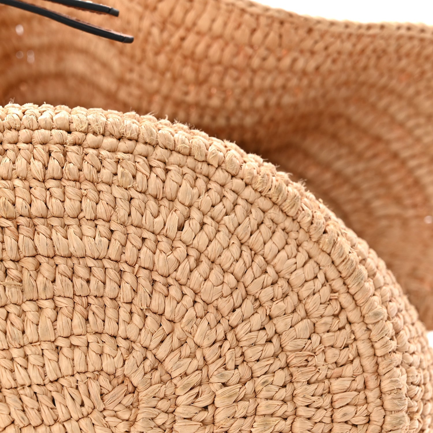 Raffia Calfskin Paulas Ibiza Balloon Ruffle Basket Tote Bag Natural Tan