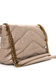 Lambskin Quilted Small Loulou Puffer Monogram Chain Satchel Dark Beige
