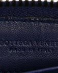 Nappa Intrecciato Zip Around Compact Wallet Blue