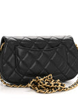 Calfskin Quilted Coco Mail Clutch With Chain Black