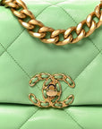 Goatskin Quilted Medium CHNL 19 Flap Light Green