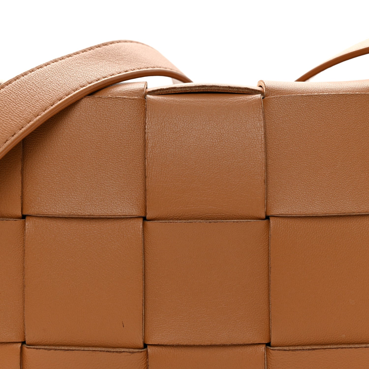 Lambskin Maxi Intrecciato Cassette Crossbody Bag Caramel
