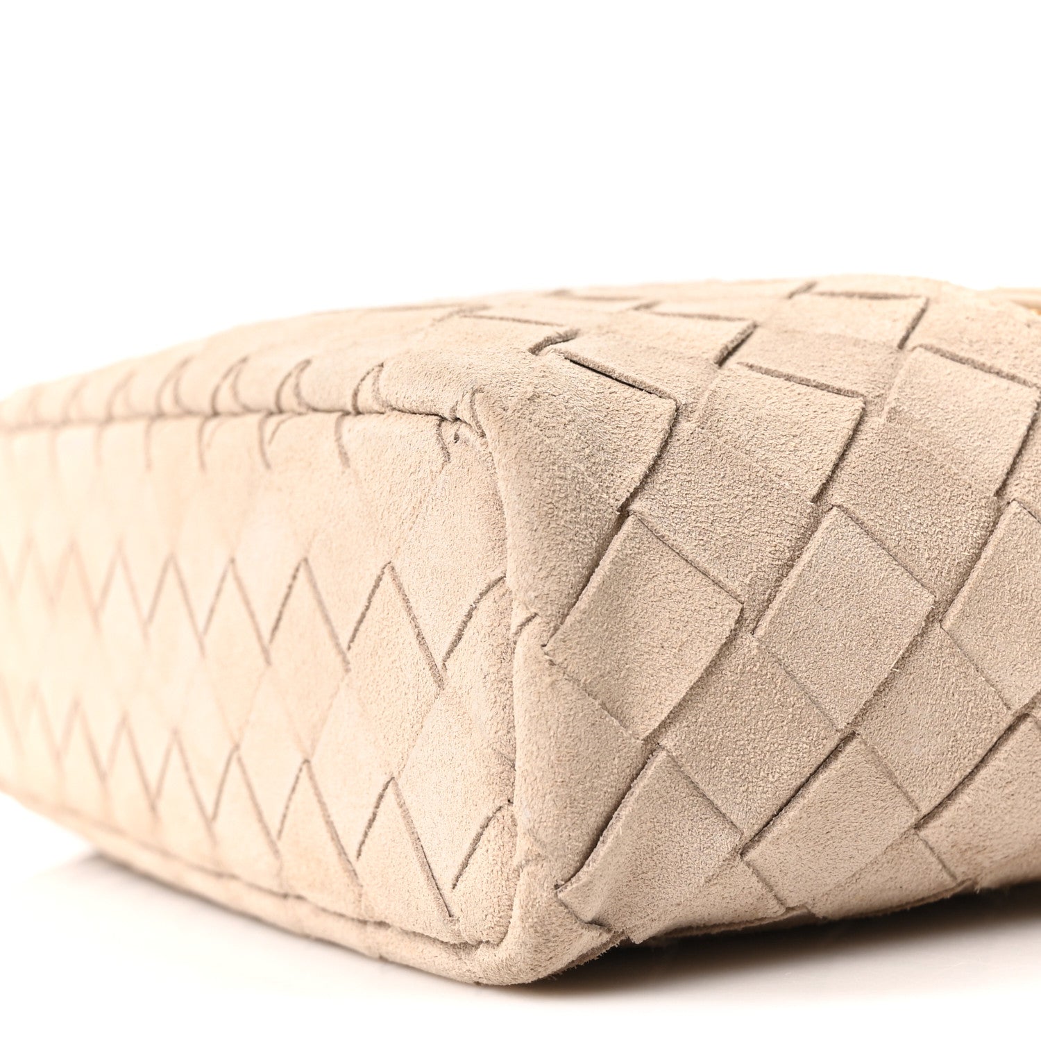 Suede Intrecciato Bang Bang Vanity Case Ecru