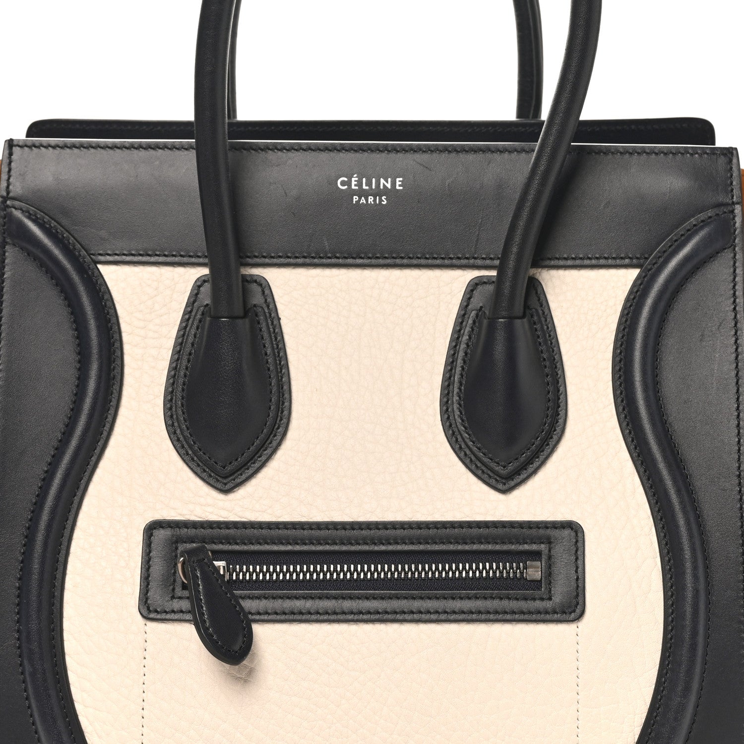 Baby Grained Calfskin Nubuck Micro Tri-Color Luggage White