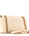 Calfskin Matelasse Small GG Marmont Shoulder Bag White