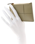 Nappa Maxi Intrecciato Cassette Zipped Card Case Travertine