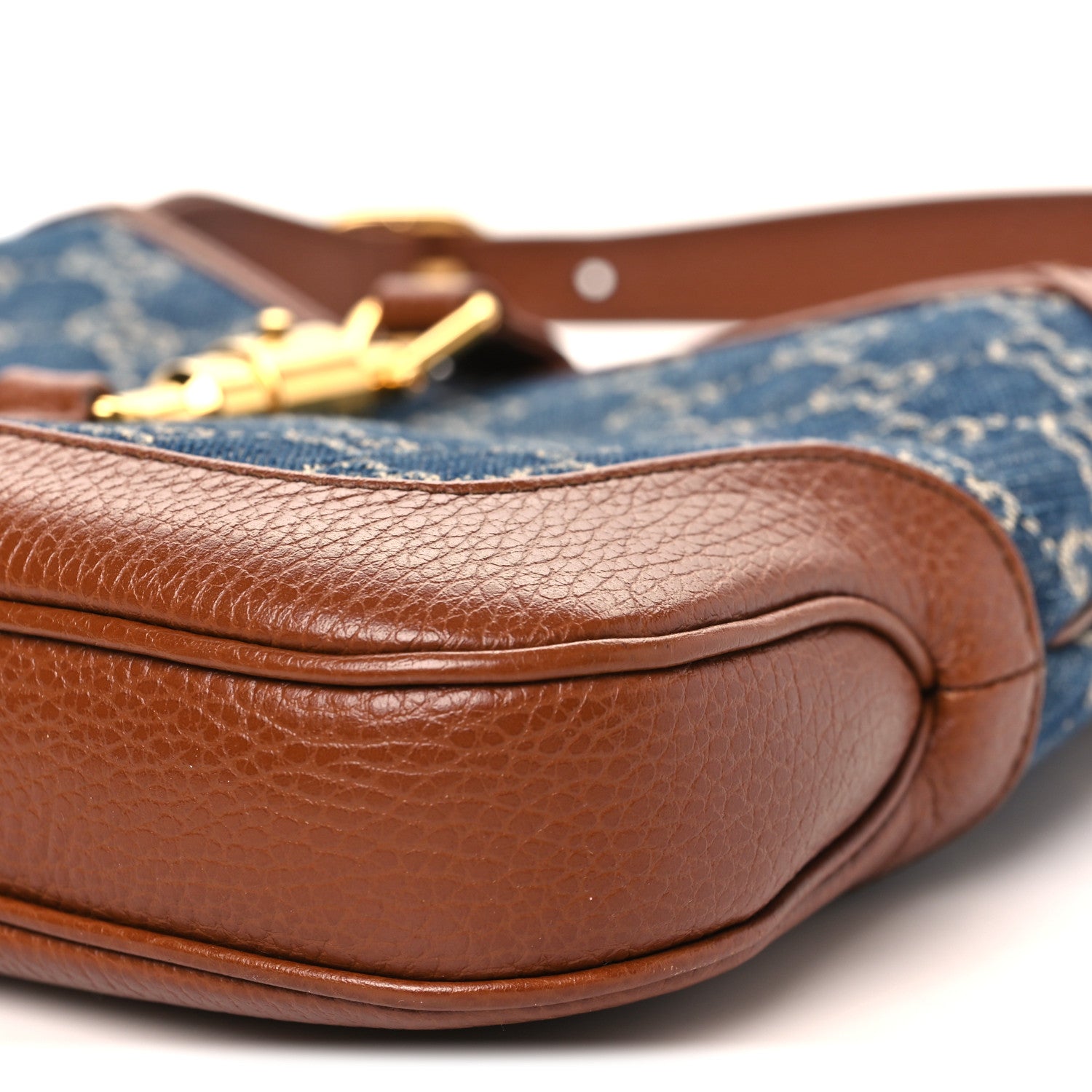 New Denim GG Monogram Calfskin Small Jackie 1961 Hobo Blue Tea Cuir