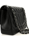 Lambskin Quilted Jumbo Double Flap Black