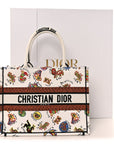 Canvas Embroidered Dragon Zodiac Medium Book Tote White Multicolor