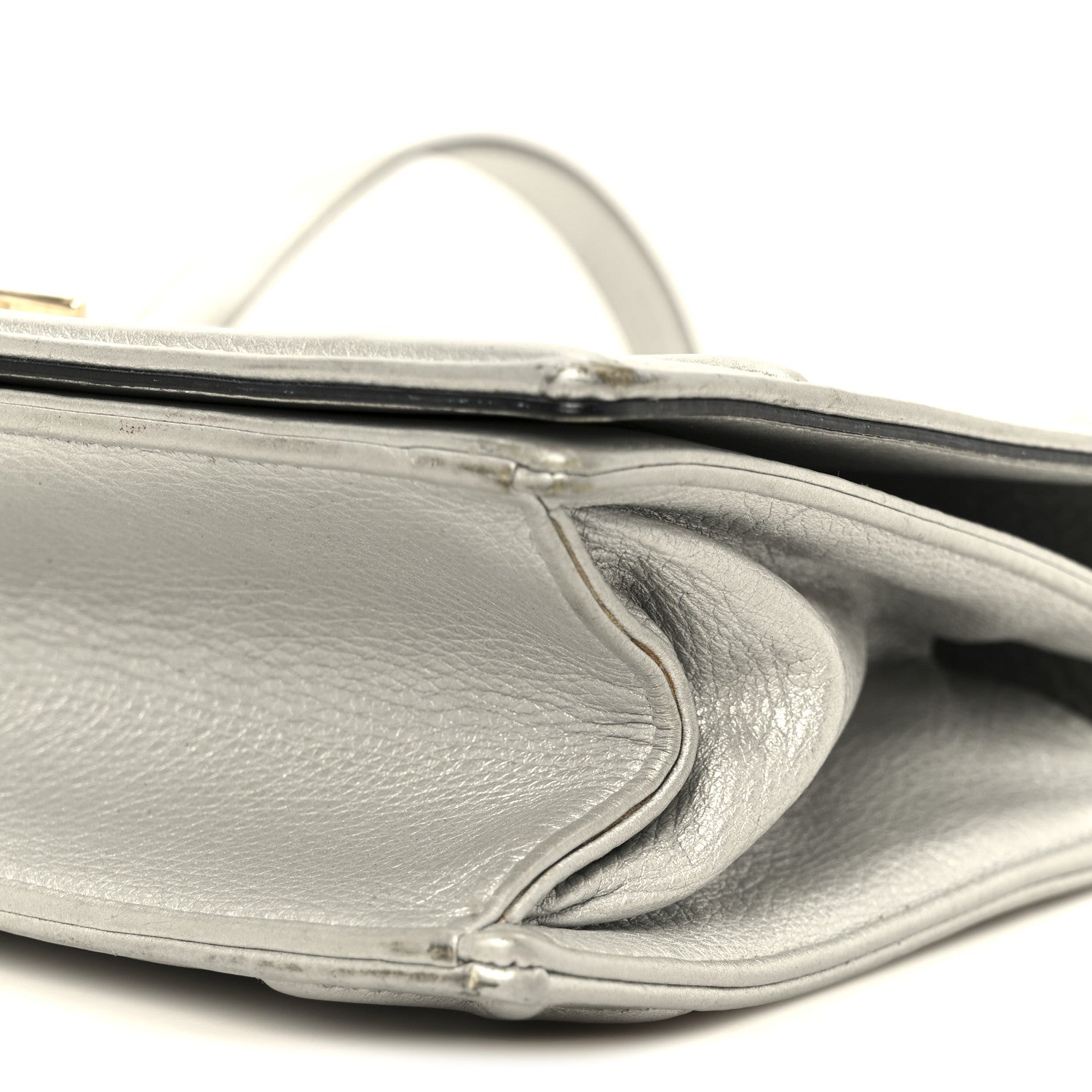 Metallic Grained Calfskin Medium D1ORama Flap Bag Silver