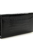 Shiny Alligator Monochrome Constance Long Wallet Black
