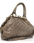 Snakeskin Embossed Calfskin Quilted Studded Beige