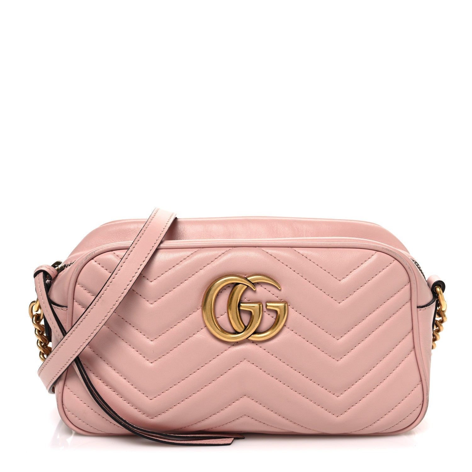 Calfskin Matelasse Small GG Marmont Chain Shoulder Bag Perfect Pink