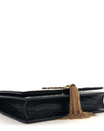 Calfskin Crocodile Embossed Kate Monogram Tassel Chain Wallet Black