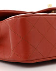 Lambskin Quilted Small Double Flap Red