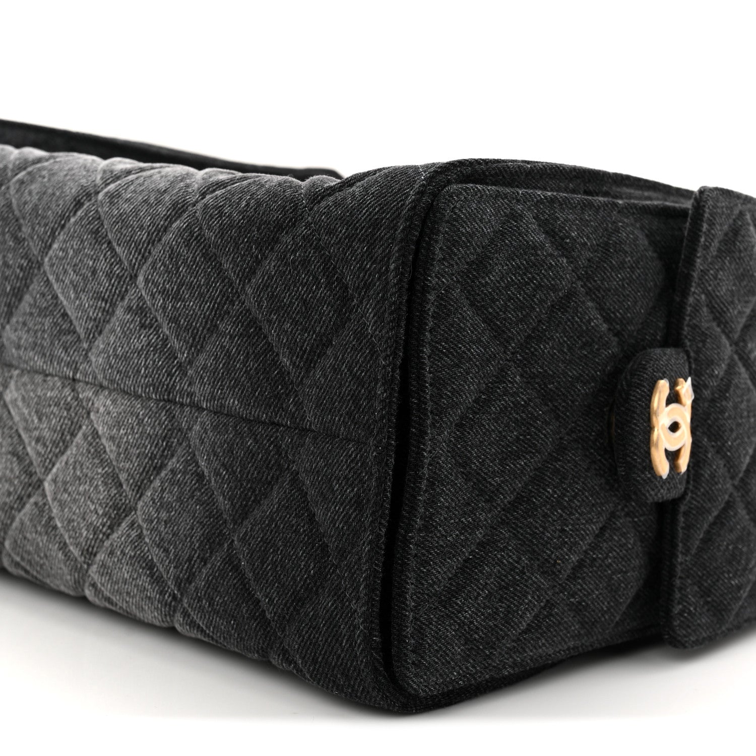 Washed Denim Quilted Small CHNL 25 Handbag Black