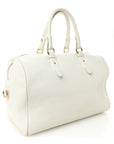 Grained Calfskin Palazzo Bowler White