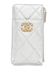 Lambskin Quilted CHNL 19 Phone and Card Holder Silver