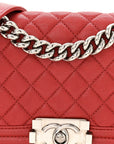 Caviar Quilted Small Boy Flap Red