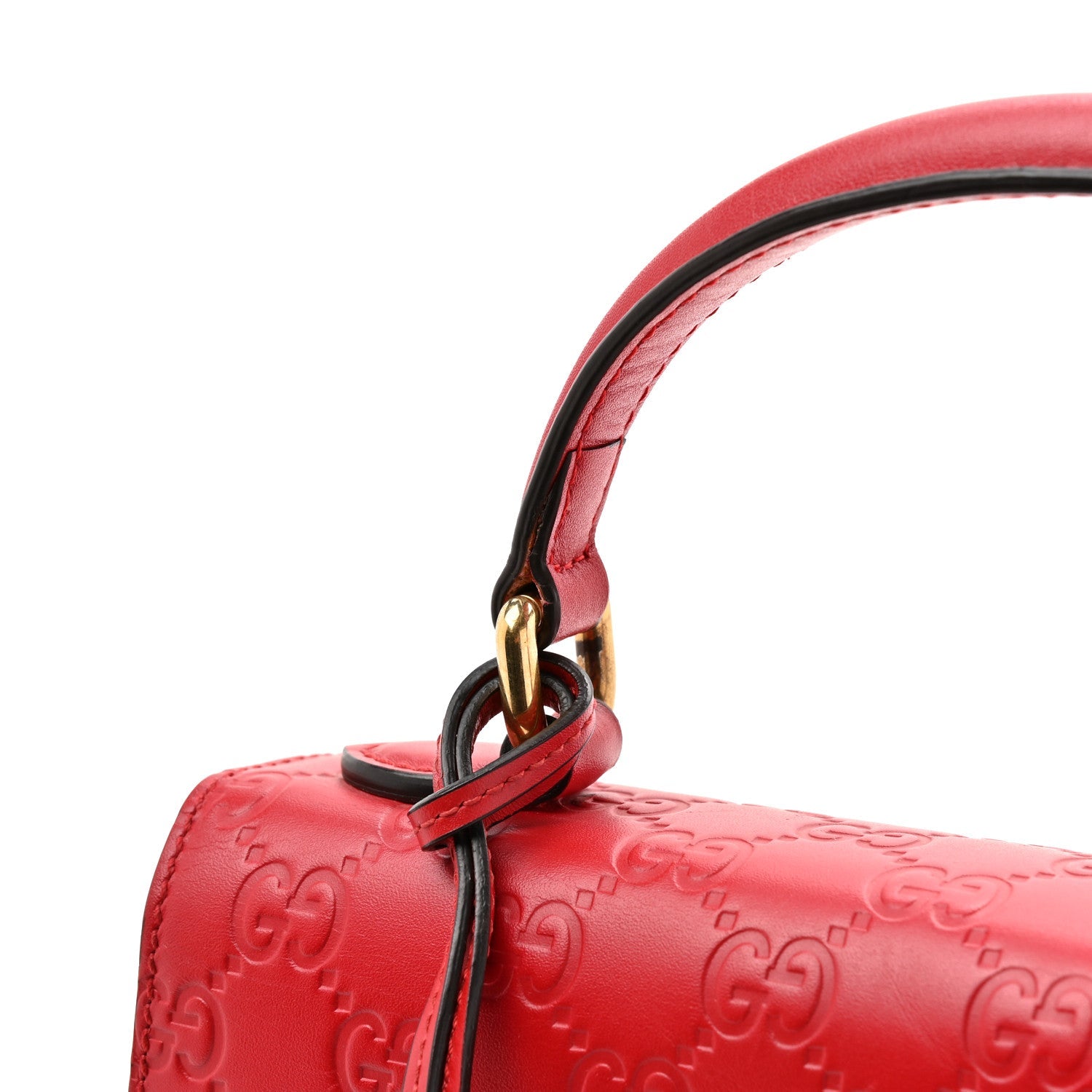 GCCIssima Signature Small Padlock Top Handle Bag Hibiscus Red