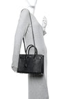 Calfskin Crocodile Embossed Baby Sac De Jour Black