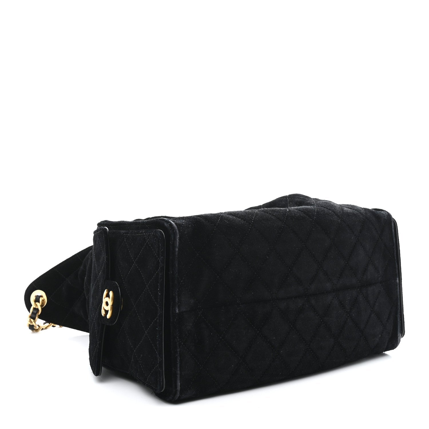 Suede Quilted Medium CHNL 25 Handbag Black