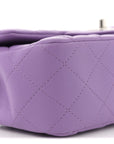 Lambskin Quilted Mini Rectangular Flap Purple