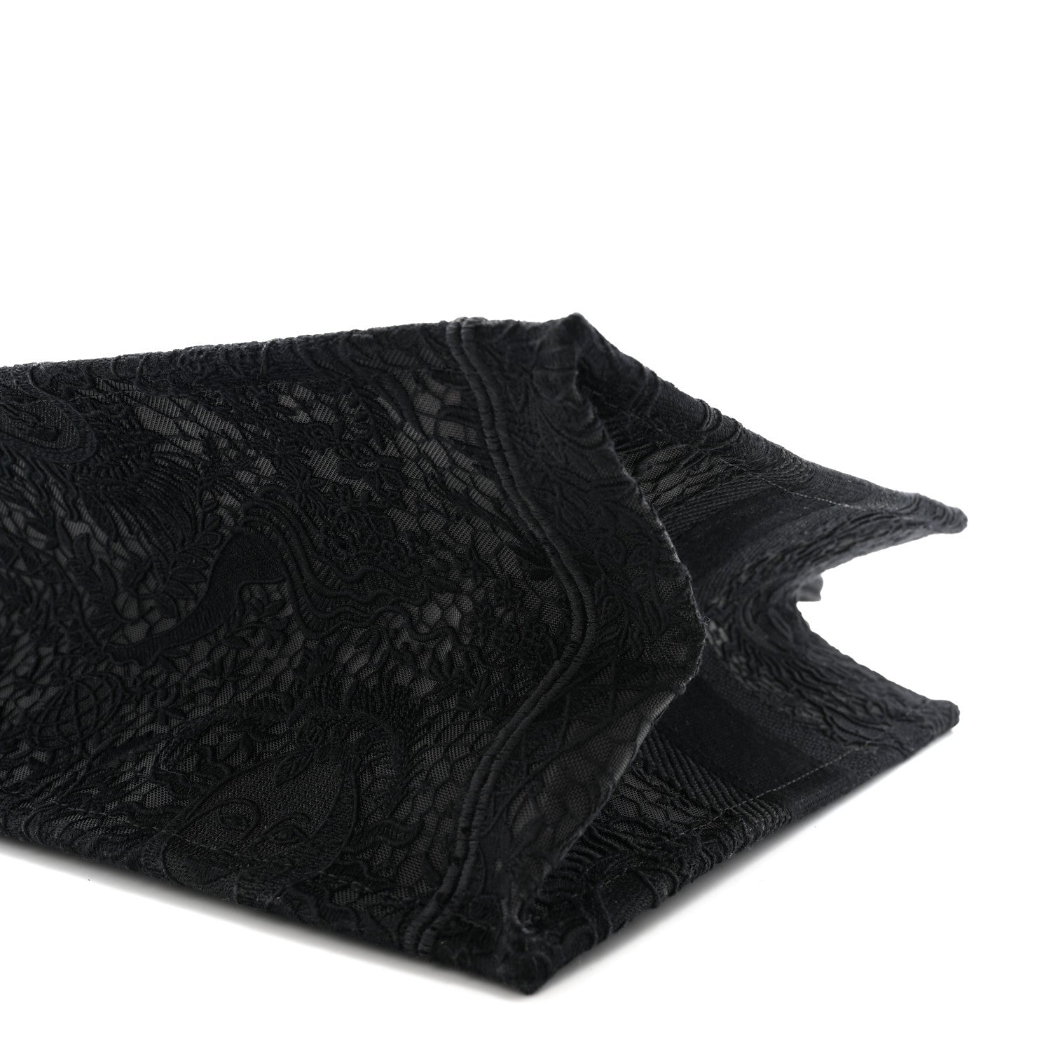 Embroidered 3D Macrame D-Lace Sun Medium Book Tote Black