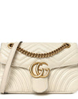 Calfskin Matelasse Small GG Marmont Shoulder Bag White