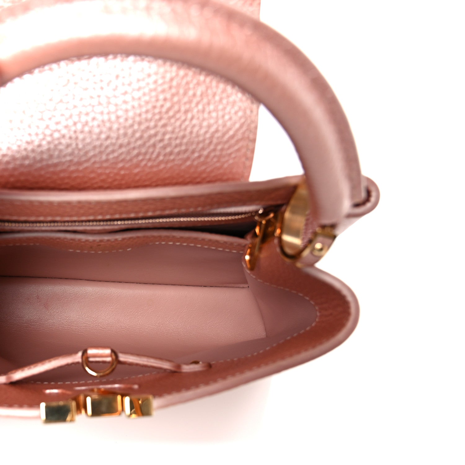 Metallic Taurillon Capucines BB Pearly Pink