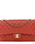 Lambskin Quilted Medium Double Flap Brown