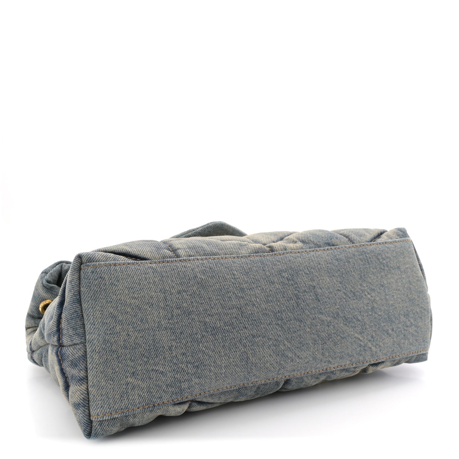Denim Quilted Small Loulou Puffer Monogram Chain Satchel Blue Cinnamon