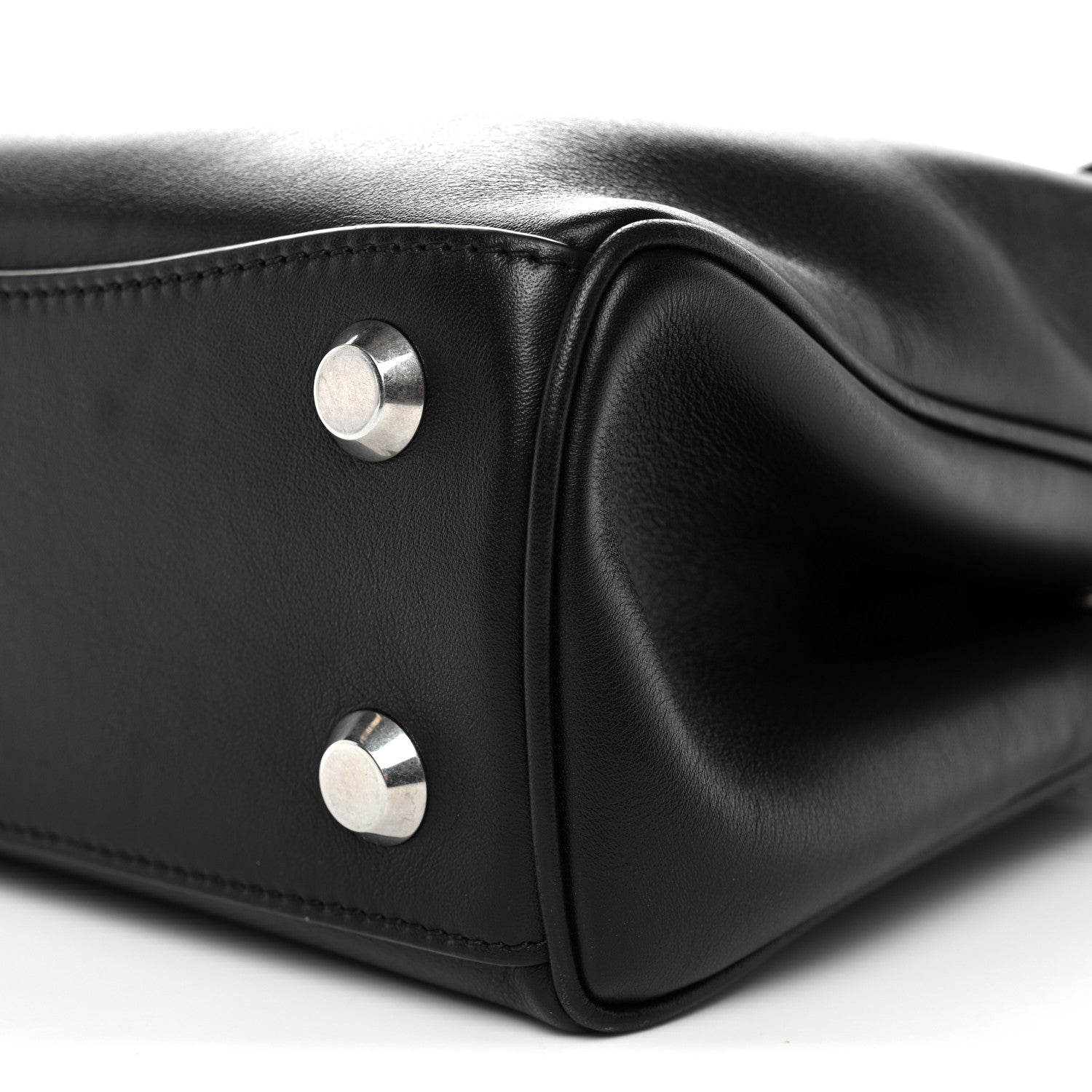 Natural Smooth Calfskin Mini Rodeo Top Handle Handbag Black