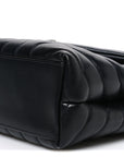 Calfskin Y Quilted Monogram Small Loulou Chain Satchel Black