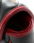 Vintage Effect Calfskin Matelasse Diagonal Small Torchon GG Marmont Shoulder Bag Black Romantic Cherry