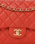 Pearly Caviar Quilted Jumbo Double Flap Orange