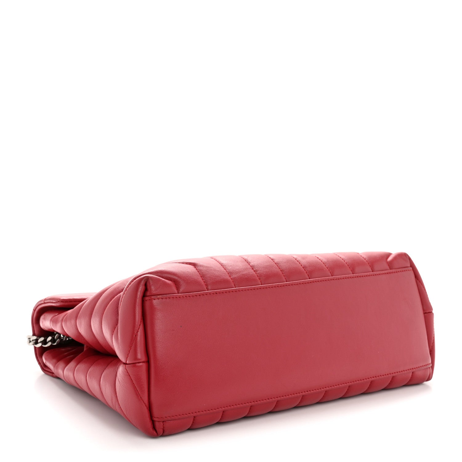 Calfskin Y Quilted Monogram Medium Loulou Chain Satchel Lipstick Red