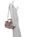 Metallic Nappa Matelasse Top Handle Satchel Cammeo