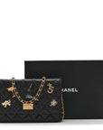 Aged Calfskin Quilted Lucky Charms 2.55 Reissue Wallet On Chain WOC Black